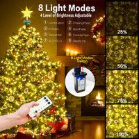 1 x RAW Customer Returns aneeway 410 LEDs fairy lights Christmas tree with stars Christmas lights Christmas net of lights with remote control 2m fir tree light Christmas tree with ring for indoor and outdoor use warm white - RRP €47.99