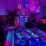 1 x RAW Customer Returns HOLAVIDA Neon Game Rugs Area, 3D Black Light UV Reactive Game Controller Carpet, Non-Slip Fluorescent Floor Mat, Glow in the Dark Play Mat for Kids Playroom 180x120cm - RRP €70.18