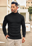 1 x RAW Customer Returns COOFANDY Men s Turtleneck Sweater Turtleneck Sweater Men Knitted Sweater Turtleneck Keep Warm Fine Long Sleeve Sweater Black L - RRP €36.29