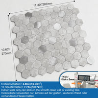 1 x RAW Customer Returns M MOFIT 3D wall tiles self-adhesive kitchen, hexagon mosaic mosaic tiles marble tiles tile stickers marble look cement gray 10 sheets  - RRP €53.29