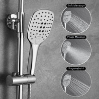 1 x RAW Customer Returns G rbach Hydromassage Shower Column Stainless Steel Without Mixer Adjustable Wall Holes Chrome Shower Rod Rain Shower Set With Hand Shower, Object Holder, Shelf and Shower Head 30 30 cm - RRP €96.89