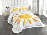 1 x RAW Customer Returns ABAKUHAUS Grunge Bedspread Set, Watercolor Sun Childish, Set with Pillowcase No Fading, for Single Beds 170 x 220 cm, Yellow - RRP €50.36