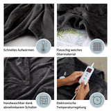 1 x RAW Customer Returns 7chatudo electric blanket with automatic switch-off Electric heating blanket 1.80m x 1.30m 6 temperature levels Fast warm-up 5 automatic switch-off timers Washable Slate grey - RRP €28.03