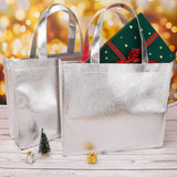 1 x RAW Customer Returns 12 Large gift bags with handles, nonwoven stylish tote bags for birthdays, weddings, gift wrapping parties, reusable shiny shopping bags silver  - RRP €18.59