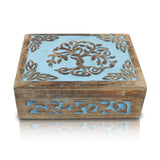 1 x Brand New Great Birthday Gift Handmade Decorative Wooden Jewelry Box Tree of Life Carving Jewelry Organizer Keepsake Box Treasure Chest Holder Watch Box Storage Lock Box Pink  - RRP €20.4