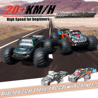 2 x RAW Customer Returns KINSAM remote controlled car, 20 km h for children aged 6 and over, 1 20 monster truck with 2 batteries 60 min playing time , 2.4 GHz drift RC car for beginners, children s gifts 6 7 8 9 10 years - RRP €65.98