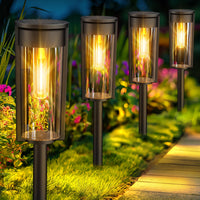 1 x RAW Customer Returns RECHOO Solar Lights for Outdoor Garden, 4 Pack Super Bright Solar Lights Garden with Warm White Tungsten Light, IP65 Waterproof Solar Garden Lights for Garden Decoration Patio Path Balcony - RRP €30.05