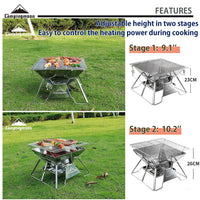 1 x RAW Customer Returns Campingmoon Camping Grill Stainless Steel Foldable Portable Charcoal Grill 35.6 cm with Carrying Bag MT-2 - RRP €54.35