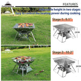 1 x RAW Customer Returns Campingmoon Camping Grill Stainless Steel Foldable Portable Charcoal Grill 35.6 cm with Carrying Bag MT-2 - RRP €50.22