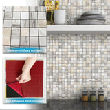 1 x RAW Customer Returns BeNice Self-adhesive tiles kitchen, tile stickers, bathroom stickers, tiles wall plate made of metal, self-adhesive mosaic square grey, 10 pieces  - RRP €52.19