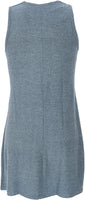 1 x RAW Customer Returns GURU SHOP mini dress with waterfall neckline, comfortable sleeveless mini dress, grey blue, synthetic, size M 38  - RRP €34.19