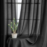 1 x Brand New MIULEE Set of 2 Voile Curtains Sheer Linen Curtain with Eyelets Transparent Irregular Texture Curtain Eyelet Curtain Window Curtain Translucent for Bedroom 225 x 140cm H x W Black - RRP €24.99