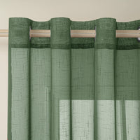 1 x RAW Customer Returns MIULEE Set of 2 Voile Curtains Sheer Linen Curtain with Eyelets Transparent Linen Look Curtain Eyelet Curtain Living Room Window Curtain Translucent Decorative Curtain Bedroom 140 x 245 cm W x H Dark Green - RRP €32.49