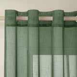 1 x RAW Customer Returns MIULEE Set of 2 Voile Curtains Sheer Linen Curtain with Eyelets Transparent Linen Look Curtain Eyelet Curtain Living Room Window Curtain Translucent Decorative Curtain Bedroom 140 x 245 cm W x H Dark Green - RRP €32.49