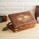 1 x RAW Customer Returns Ajuny Hand Carved Wooden Treasure Chest Decorative Jewelry Storage Keepsake Box Elephant Flower Carving Versatile Use as Jewelry Holder Watch Box Ideal for Gifts 8x5 Inches - RRP €18.89