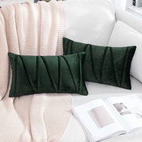 2 x Brand New MIULEE Cushion Covers 2 Pieces in Velvet Cushion Covers with Square Stripes Resistant and Modern Decorative Crossed Soft for Living Room Bedroom Home 30X50CM Wine Red - RRP €32.68