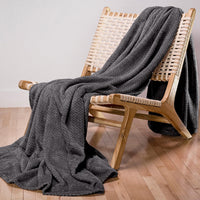 1 x RAW Customer Returns Dreamzie - Cuddly blanket 220x240 cm - Fluffy fleece blanket microfiber 100 polyester 260gsm - Blanket sofa with herringbone pattern and soft feel - Black - RRP €24.25