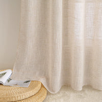 1 x RAW Customer Returns MIULEE linen curtains with eyelets voile curtains linen look curtains living room modern window curtain children s room kitchen curtains loop curtain set of 2 140 x 245 cm white rice - RRP €34.27