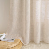 1 x RAW Customer Returns MIULEE linen curtains with eyelets voile curtains linen look curtains living room modern window curtain children s room kitchen curtains loop curtain set of 2 140 x 245 cm white rice - RRP €34.27