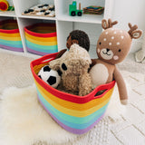 1 x RAW Customer Returns OrganiHaus shelf baskets, wool baskets, storage baskets, fabric storage boxes, fabric baskets, flat laundry basket, set of 3 storage baskets, rainbow - RRP €46.01