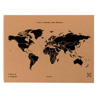 1 x RAW Customer Returns Miss Wood Map XL - Cork World Map, 60 x 90 cm, Black - RRP €45.44