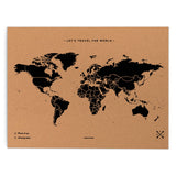 1 x RAW Customer Returns Miss Wood Map XL, Cork World Map, 60 x 90 cm, Natural Black - RRP €45.44