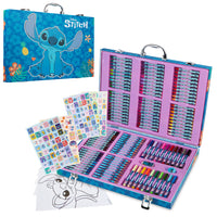 1 x RAW Customer Returns Disney Color Case for Children - Kit 130 Wax Crayons Colored Pencils Stickers Washable Markers for Children - Frozen Stitch Princess Colors Multicolor Stitch Set  - RRP €26.86