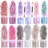 16 x Brand New HOWAF 12 Colors Glitter Powder Sequins for Nails, Holographic Powder for Nails Face Eyeshadow Body Makeup, 3D Beauty Body Glitter Powder Nail Art Decorations with 2 Pieces Brushes - RRP €288.0