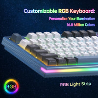 1 x RAW Customer Returns KEMOVE K87 Gaming Keyboard Mechanical Wireless, 2.4 GHz Bluetooth Wired 80 TKL Keyboard with Red Switches, RGB Lighting, Multimedia Keys, US Layout for Win Mac, Blue - RRP €80.66