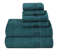 1 x RAW Customer Returns GLAMBURG Ultra Soft 6 Pack Cotton Towel Set Includes 2 Oversized Bath Towels 70 x 140cm, 2 Hand Towels 40 x 60cm and 2 Wash Bed Towels 30 x 30cm, Teal - RRP €19.99