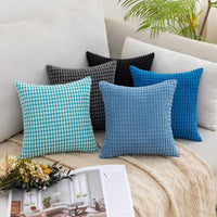 1 x RAW Customer Returns MIULEE Set of 2 cushion covers, corduroy velvet, decorative cushion, sofa cushion, decorative couch cushion, cushion cover, soft for living room, bedroom, 14 x 14 inches, 35 x 35 cm, light blue - RRP €17.49