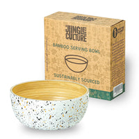 1 x RAW Customer Returns Jungle Culture Medium Bamboo Bowl White Bamboo salad bowl Handmade wooden fruit bowl, eco tableware, bowl for food in terrazzo design Vegan-friendly eco gift - RRP €16.99