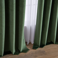 1 x Brand New EMEMA 2 pieces 100 opaque blackout curtain velvet curtains curtain with eyelets thermal curtain eyelet curtain blackout curtains for bedroom living room, 140 x 145 cm Matcha Green - RRP €33.95