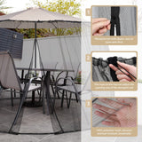 1 x RAW Customer Returns Sekey Adjustable Mosquito Net for 250-300 cm Patio Parasol, Mosquito Net for Patio with 2 Double Doors, Mosquito Net for Parasol, 2.5 m Height, Black - RRP €39.99