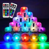 2 x RAW Customer Returns HL Mini Underwater Light, RGB Multicolored LED Pond Lighting with Remote Control, Pack of 20 Waterproof Tea Lights, Color Changing Decorative Lights for Pond, Pool, Aquarium, Vase, Bathtub, Spa, Party - RRP €70.06