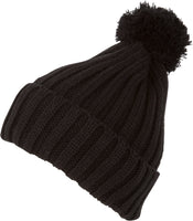 1 x Brand New Sakkas CADK1518 Makena Unisex Pom Pom Solid Color Winter Beanie Cap - Black - One Size Regular - RRP €27.6