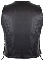 1 x RAW Customer Returns MDM men s biker leather vest, snap fastener, in black size 5XL  - RRP €60.48