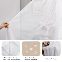 1 x RAW Customer Returns Deconovo White Semi-Sheer Voile Indoor Curtains, Curtains for Bedroom Living Room with Faux Linen Eyelet 2 Panels, 140X290 CM - RRP €27.12