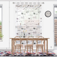 4 x RAW Customer Returns HOMEYA - Translucent Kitchen Curtain 140x220cm - Transparent Printed Curtain for Window, Door Frame - 1 Unit - RRP €96.2