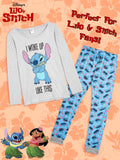 1 x RAW Customer Returns Disney Women s Winter Pajamas Stitch Pajamas Set Long Women s Pajamas Sizes S-XL Gifts Stitch Mickey Minnie Gray Blue Stitch, M  - RRP €26.6