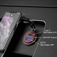 1 x RAW Customer Returns Thlevel Car USB Charger Car QC3.0 PD Type C USB with Switch for 12V 24V Vehicles Boat Motorcycle SUV Bus Truck Caravan Marine Red  - RRP €15.16