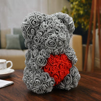 2 x Brand New Rose Flower Bear - Over 250 Flowers on Each Rose Bear - Rose Bear Gift for Mother s Day, Valentine s Day, Anniversary and Bridal Showers - Rose Flower Bear Clear Gift Box Included 10 Inches Tall Gray, 10in  - RRP €52.8