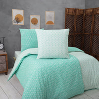 1 x RAW Customer Returns Vency Double Duvet Cover 135x200 4-Piece Turquoise - OEKO-TEX 80 Cotton 20 Polyester, 2x Duvet Cover with Zipper 2x Pillowcase with Envelope Closure 80x80 cm, Puzzle Model - RRP €35.91