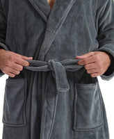 1 x RAW Customer Returns Yoimira Men s Bathrobe with Hood, Men s Winter Bathrobe Soft Gray XL - RRP €24.0