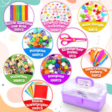 1 x RAW Customer Returns LINAYE 3000 Pcs Craft Set for Children Craft Box Craft Material Set, Craft Case Include Pompoms, Pipe Cleaners, Scrapbooking Crafts Children Age 4 to 10 Gift for Boy Girl Craft Supplies Purple - RRP €26.99