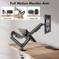 1 x RAW Customer Returns WHYFONE monitor mount 2 monitors for 13-32 inch screen, screen mount 2 monitors height adjustable with 9KG per arm, gas spring arm stand with tilting and rotating, VESA 75 100mm - RRP €69.99