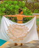 1 x RAW Customer Returns Golden Mandala Pareo Women s Beach XXL Cotton With Mandala Shopping Bag Large Beach Pareo Beach Towel Wrap Skirt Beach Skirt Tapestry Wrap Bikini Cover Up Towel For Swimsuit - RRP €30.24