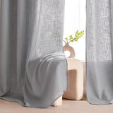 1 x RAW Customer Returns Woaboy Interior Curtains Translucent Linen Modern Decorative Eyelet Curtains for Living Room Bedroom 2 Pieces 140x245cm Gris Clair - RRP €41.99