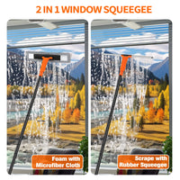 1 x RAW Customer Returns JEHONN Telescopic Window Cleaner, 2 in 1 Professional Window Cleaner with 152CM Long Handle, 2 Microfiber Cloths for Cleaning High Indoor Outdoor Windows Mirror Windshield Bathroom Home Car - RRP €21.99