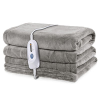 1 x RAW Customer Returns McJaw Heated Blanket - 200 150 cm Flannel Electric Heated Blankets, 4 Temperature Settings and 10 Hour Timer, Light Soft, Fast Heating with Overheating Protection - Gray - RRP €40.68